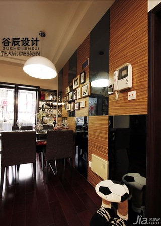 宜家风格公寓时尚咖啡色富裕型餐厅照片墙灯具效果图