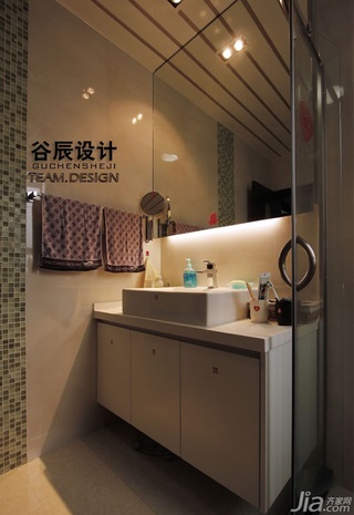 宜家风格公寓时尚咖啡色富裕型卫生间浴室柜效果图