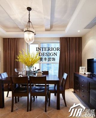美式风格公寓富裕型餐厅窗帘图片