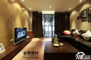 谷辰设计欧式风格三居室大气褐色富裕型客厅照片墙沙发图片