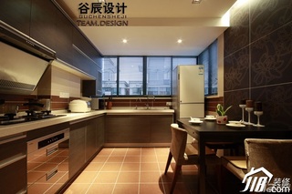 谷辰设计欧式风格三居室大气褐色富裕型厨房餐桌效果图