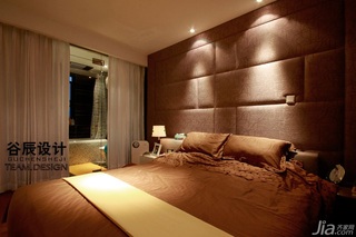 谷辰设计欧式风格三居室大气褐色富裕型卧室窗帘图片
