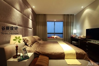 谷辰设计欧式风格三居室大气褐色富裕型卧室飘窗窗帘图片