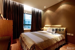 谷辰设计欧式风格三居室大气褐色富裕型卧室飘窗窗帘效果图