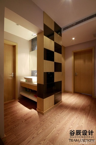 谷辰设计欧式风格三居室大气褐色富裕型过道洗手台图片