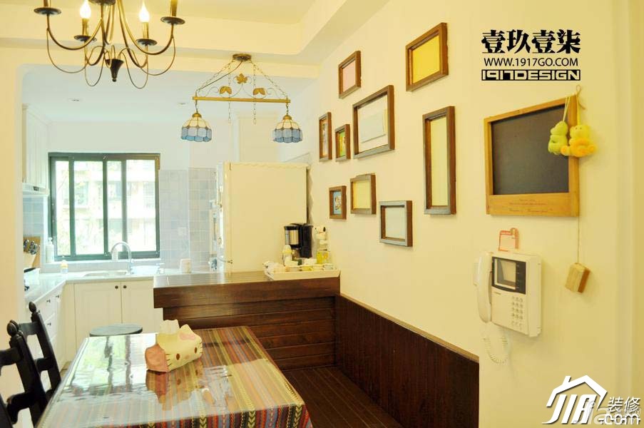 1917室内设计,东南亚风格,田园风格,3万-5万装修,小户型装修,餐厅,餐桌,照片墙