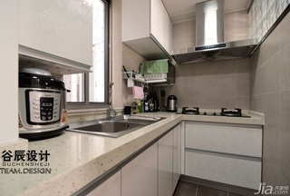 简约风格公寓时尚白色富裕型厨房橱柜效果图