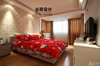 简约风格公寓时尚米色富裕型卧室床婚房家装图片