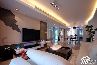 设计年代简欧风格公寓时尚暖色调富裕型客厅电视背景墙茶几婚房平面图