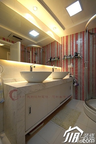 设计年代简欧风格公寓时尚暖色调富裕型卫生间洗手台婚房家居图片