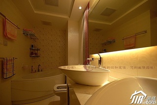 设计年代简欧风格公寓时尚暖色调富裕型卫生间洗手台婚房家装图