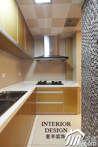 简约风格原木色富裕型90平米厨房橱柜设计