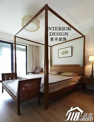 日式风格公寓富裕型120平米卧室窗帘效果图