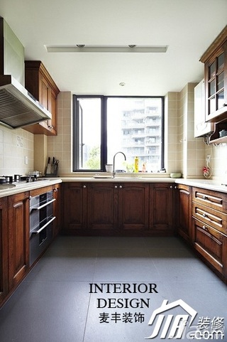 日式风格公寓原木色富裕型120平米厨房橱柜设计图纸