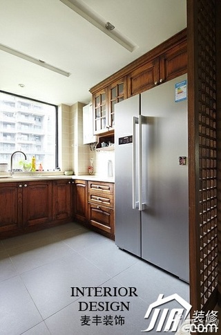 日式风格公寓原木色富裕型120平米厨房隔断橱柜设计图