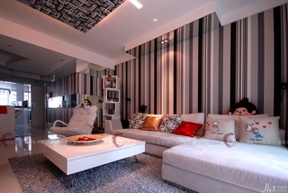设计年代简约风格公寓富裕型客厅壁纸效果图
