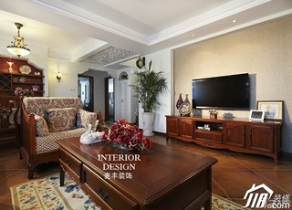 美式乡村风格公寓富裕型100平米客厅沙发图片