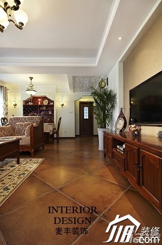 美式乡村风格公寓富裕型100平米客厅电视柜图片