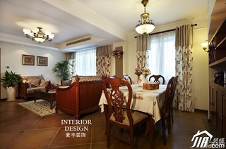 美式乡村风格公寓原木色富裕型100平米餐厅灯具图片
