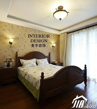 美式乡村风格公寓富裕型100平米卧室床效果图