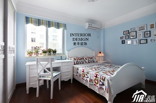 美式乡村风格公寓蓝色富裕型100平米儿童房照片墙床图片