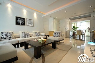 设计年代简约风格公寓大气米色富裕型客厅沙发背景墙沙发效果图
