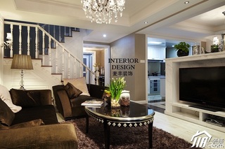 混搭风格复式富裕型客厅电视背景墙沙发效果图