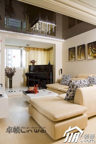 简约风格公寓奢华暖色调富裕型客厅沙发效果图
