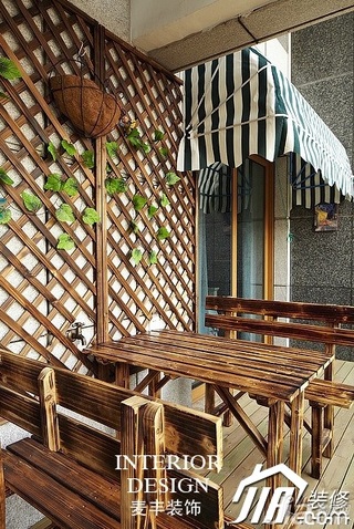田园风格公寓原木色富裕型120平米阳台装修图片