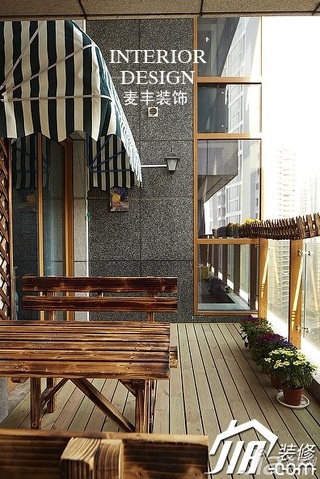 田园风格公寓原木色富裕型120平米阳台设计图纸