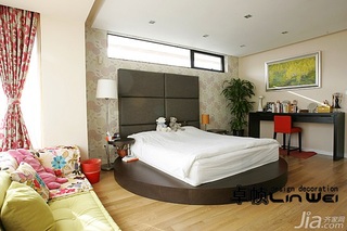 欧式风格复式大气暖色调富裕型140平米以上卧室床效果图
