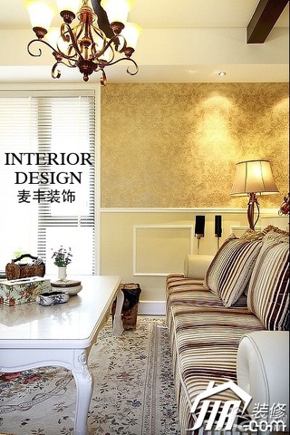 美式风格公寓豪华型100平米客厅壁纸图片