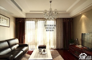 美式风格公寓富裕型客厅窗帘效果图
