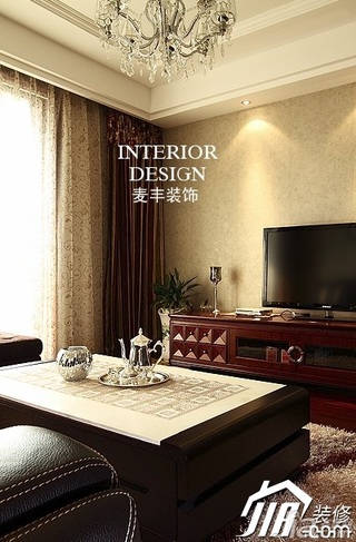 美式风格公寓富裕型客厅窗帘效果图