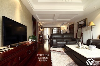美式风格公寓富裕型客厅窗帘图片