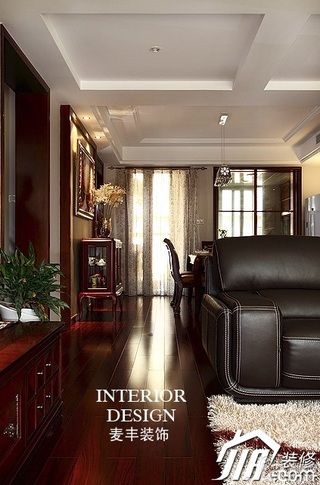 美式风格公寓原木色富裕型客厅改造