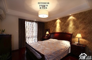 美式风格公寓富裕型卧室卧室背景墙床效果图