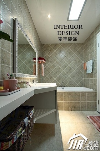 美式风格公寓富裕型卫生间洗手台效果图