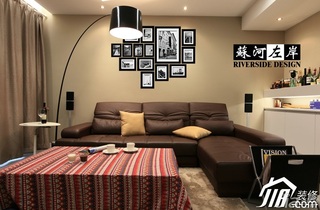 简约风格二居室时尚咖啡色富裕型客厅沙发背景墙沙发效果图