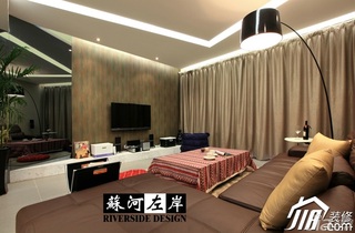简约风格二居室时尚咖啡色富裕型客厅沙发图片
