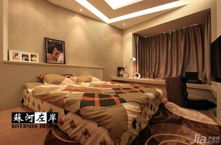 简约风格二居室时尚咖啡色富裕型卧室卧室背景墙床效果图