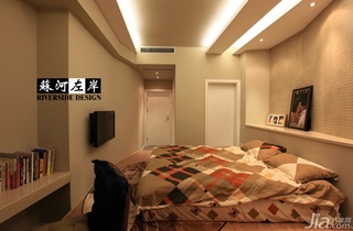 简约风格二居室时尚咖啡色富裕型卧室卧室背景墙床图片