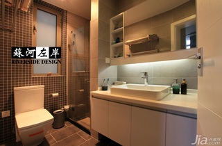 简约风格二居室时尚咖啡色富裕型卫生间洗手台效果图