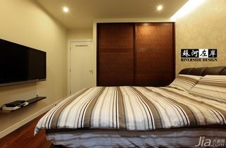 简约风格公寓稳重咖啡色富裕型卧室衣柜安装图