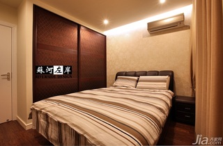 简约风格公寓稳重咖啡色富裕型卧室床图片