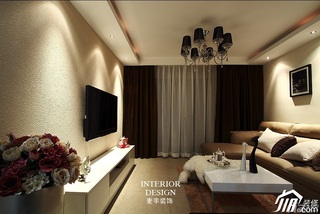 简约风格复式咖啡色富裕型100平米客厅电视背景墙灯具图片