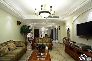 欧式风格公寓富裕型130平米客厅电视背景墙沙发图片
