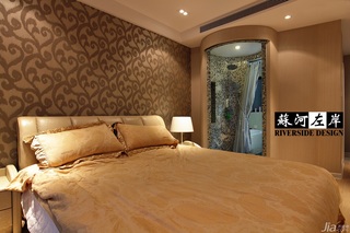 欧式风格别墅大气暖色调富裕型140平米以上卧室壁纸图片