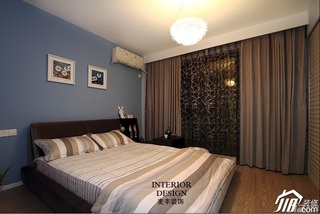 简约风格公寓蓝色经济型80平米卧室床图片
