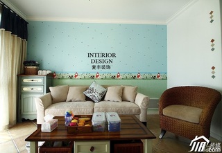 地中海风格公寓经济型90平米客厅沙发背景墙沙发效果图